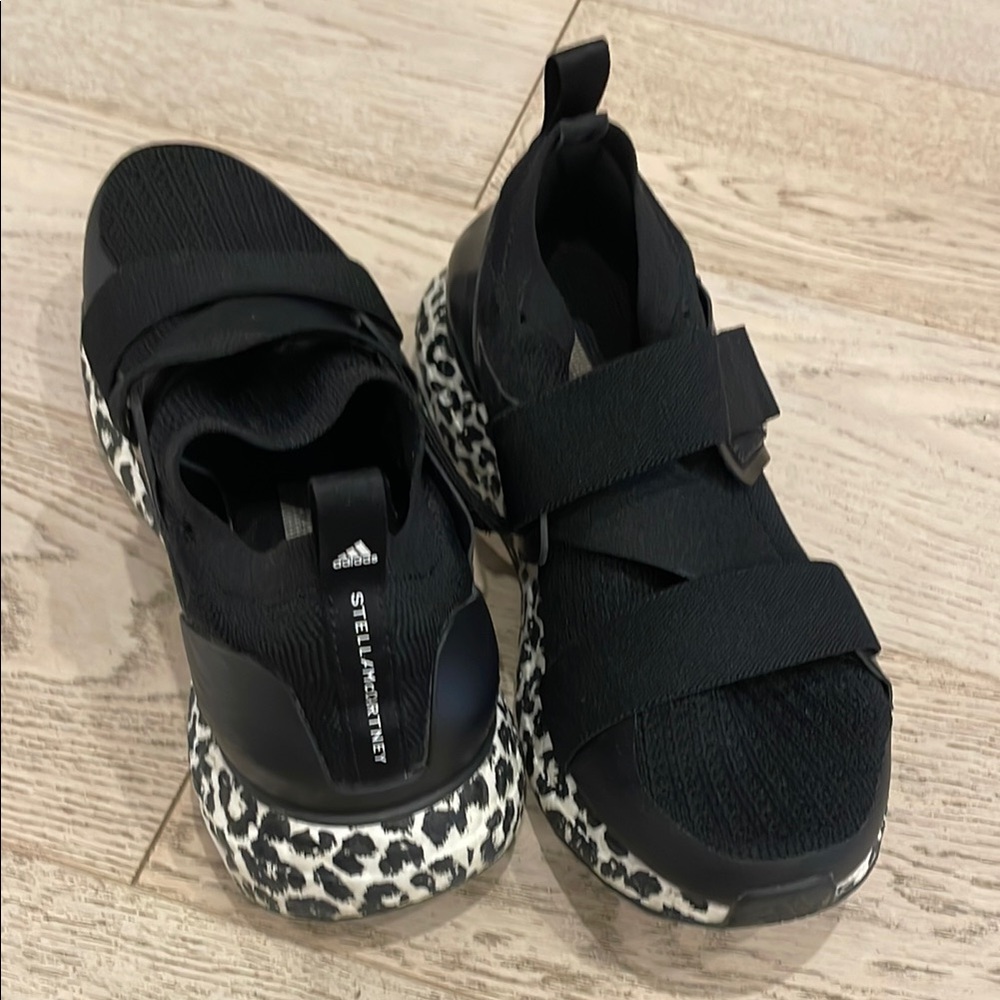 Adidas by Stella McCartney Black Leopard-Print Platform Sandal Sneakers